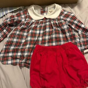 Colorful Plaid Baby Dress with Bloomers